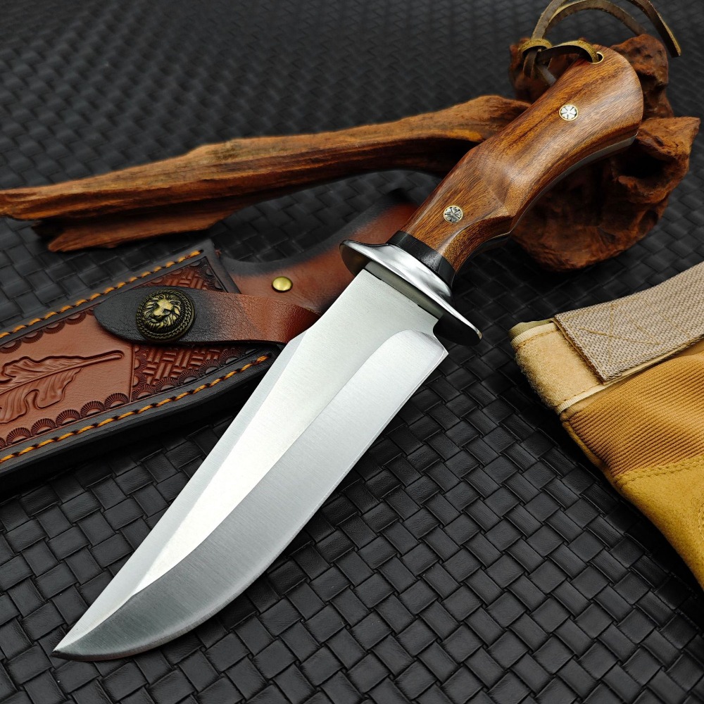 Edc Pocket Carry Fixed Blade - Pisau Saku Gagang Kayu Pir Merah