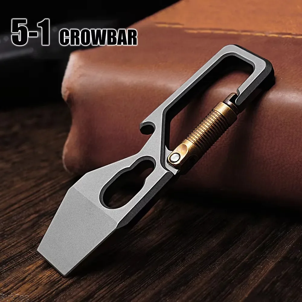 Titanium Pry Bar - Gantungan kunci multifungsi 6cm 5-10, gantungan